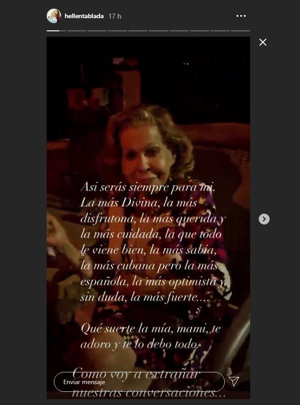 Elena Tablada está destrozada tras el fallecimiento de su abuela