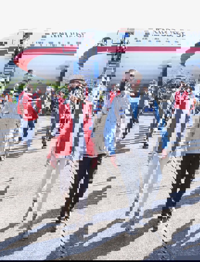 La Reina a su llegada a Honduras