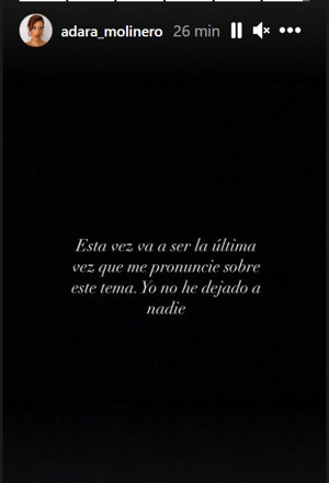 Historia compartida en Instagram por Adara Molinero