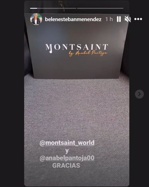 Historia compartida por Belén Esteban en Instagram promocionando los bolsos de Anabel Pantoja