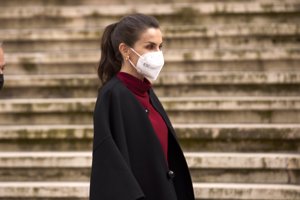 Doña Letizia, a su llegada a la Biblioteca Nacional