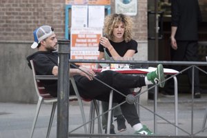 La pareja tomó algo en una terraza madrileña