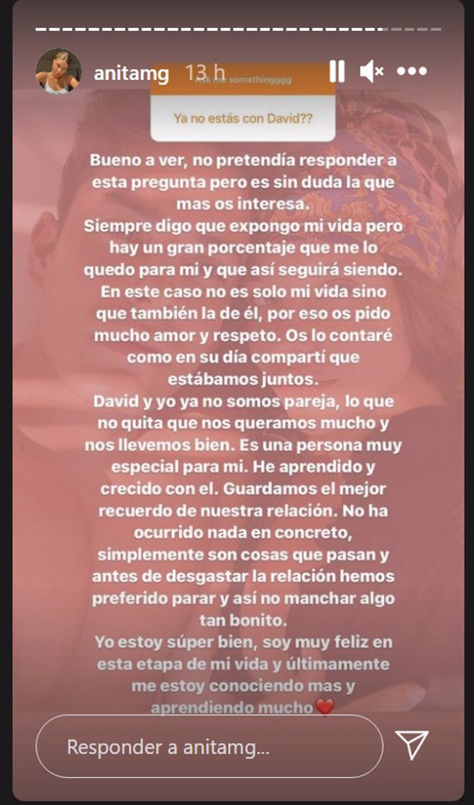 Historia compartida en Instagram por Anita Matamoros