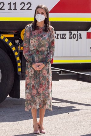 La monarca ha lucido por tercera vez su vestido de estampado florar de Zara