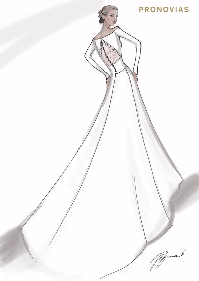 Boceto del espectacular vestido de novia de Alejandra Ruiz