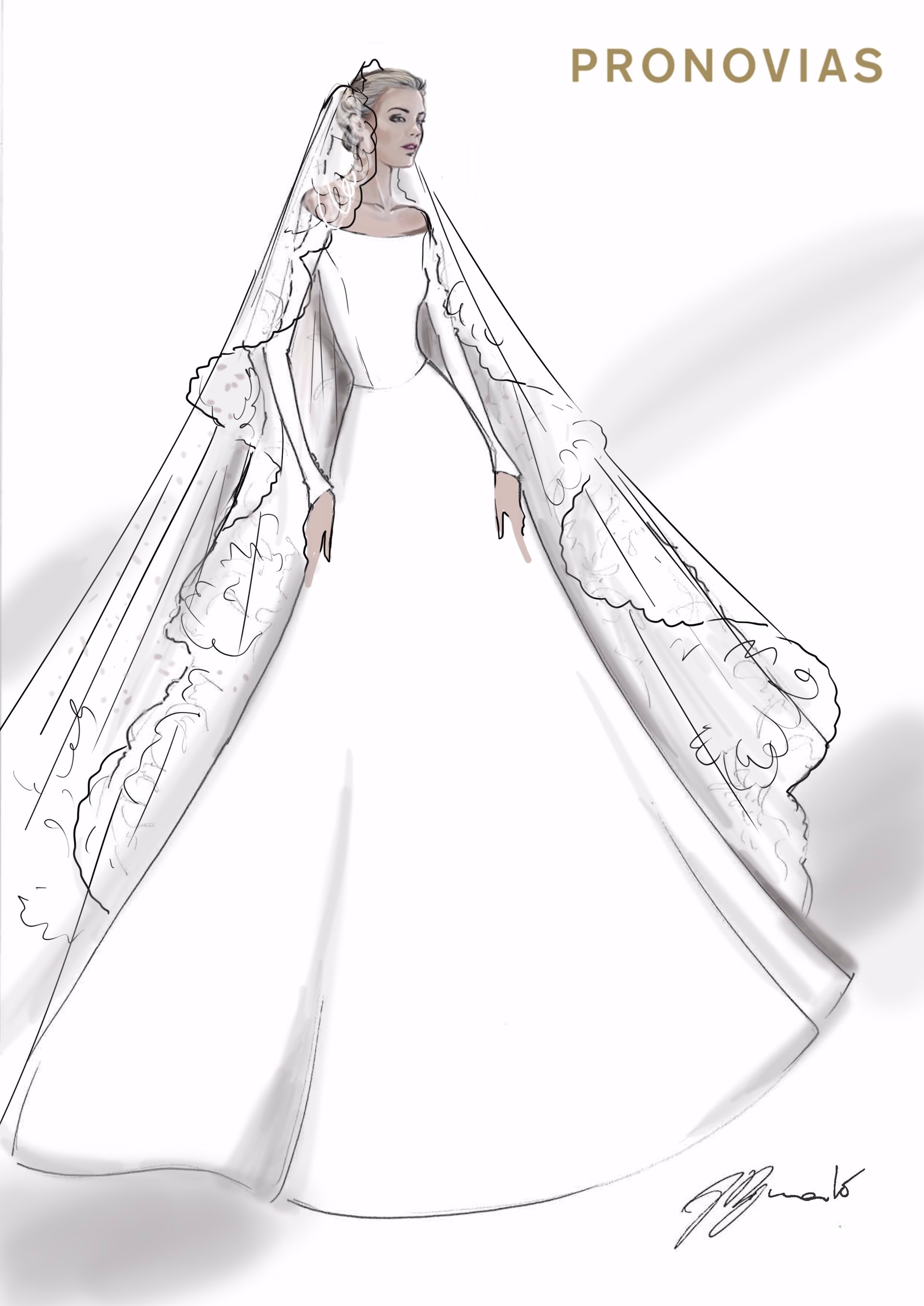 Boceto del vestido de novia de Alejandra Ruiz de Rato