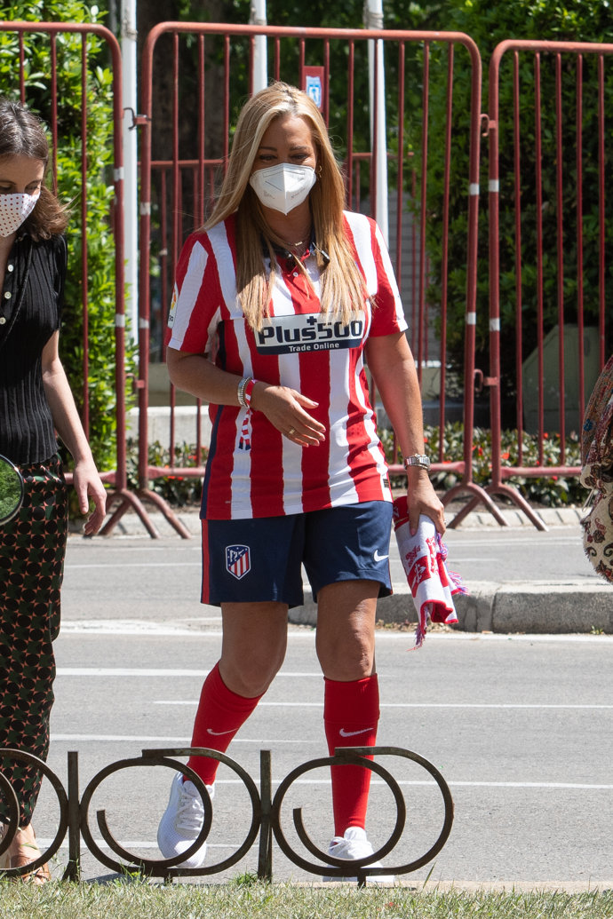 Belén, con la equipación del Atlético al completo