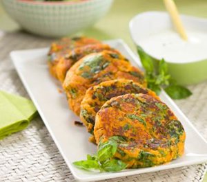 Hamburguesa de batatas y espinacas