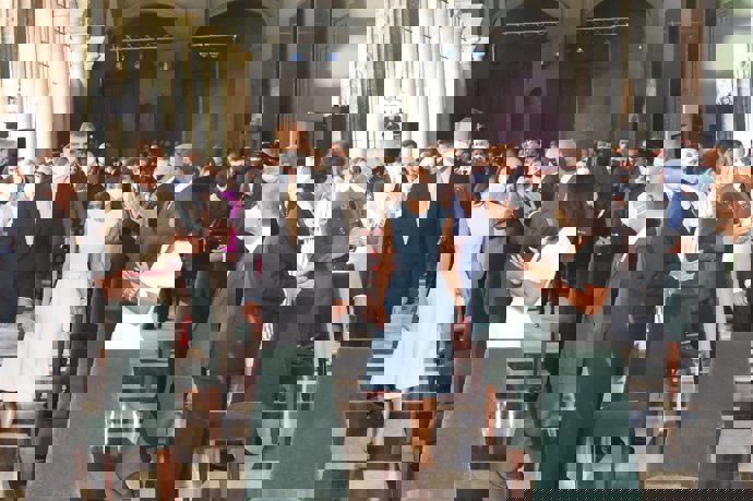 Los Reyes, a su llegada al acto