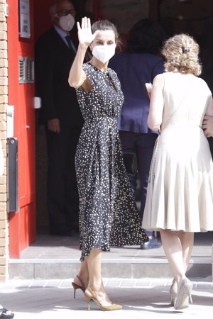 La Reina, a su llegada a la  Fundación Once