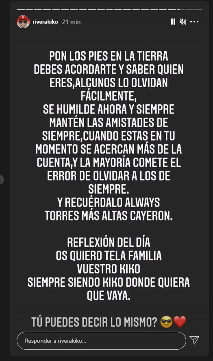Historia compartida por Kiko en Instagram