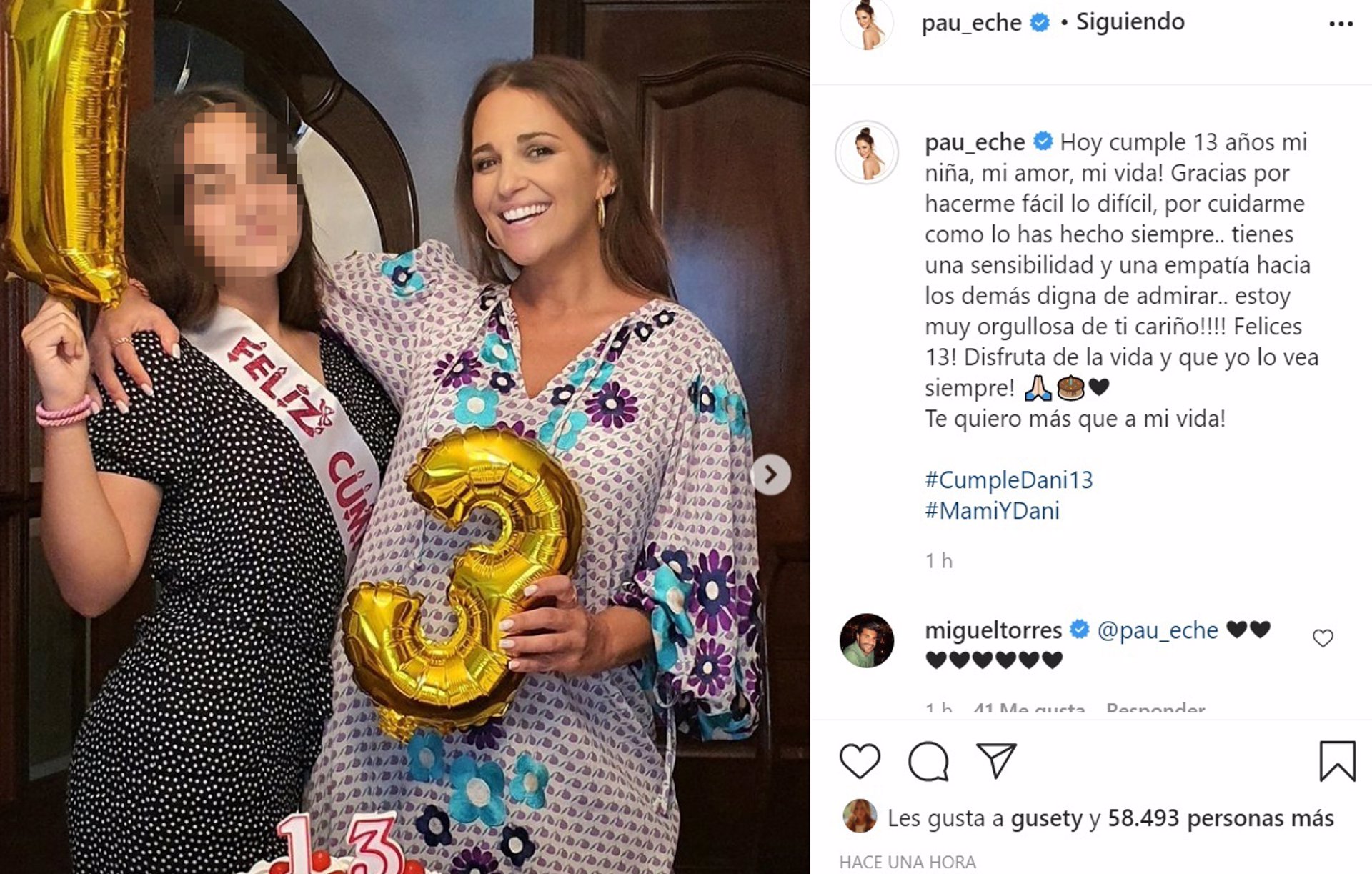 Paula Echevarría ha felicitado emocionada a su hija Daniella