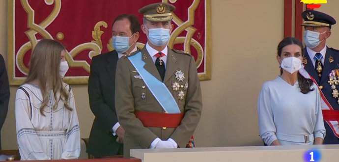 Los Reyes y la Infanta Sofía, durante el acto