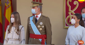 Los Reyes y su hija, durante el Desfile Militar