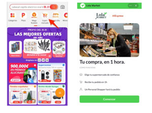AliExpress incorpora en su App el servicio de compra de supermercado en colaboración con Lola Market