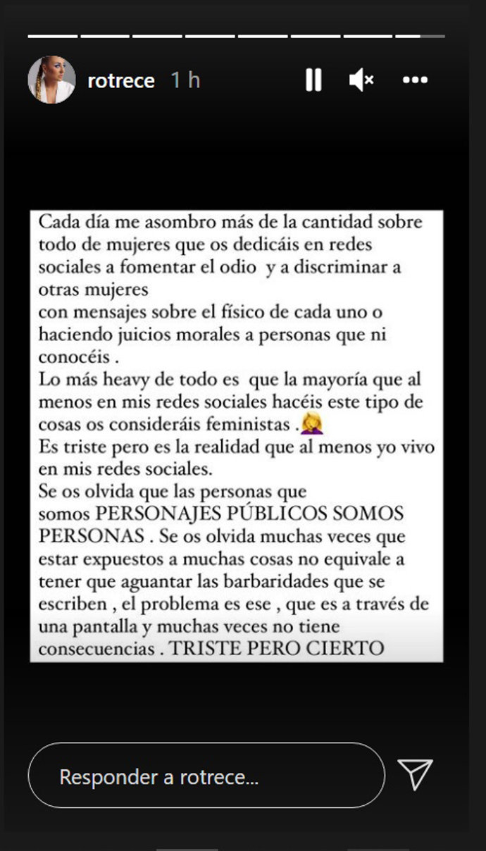 Historia compartida por Rocío Flores en Instagram