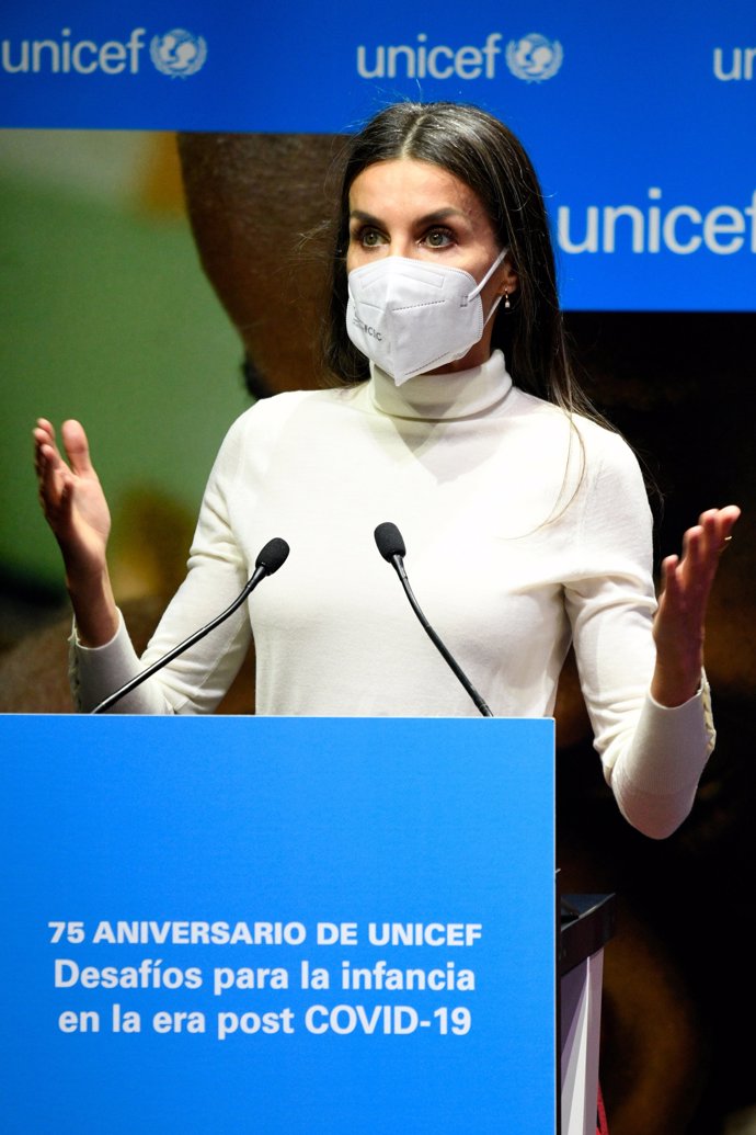 Doña Letizia, durante su discurso