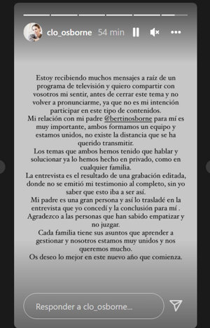 Historia compartida por Claudia Osborne en Instagram