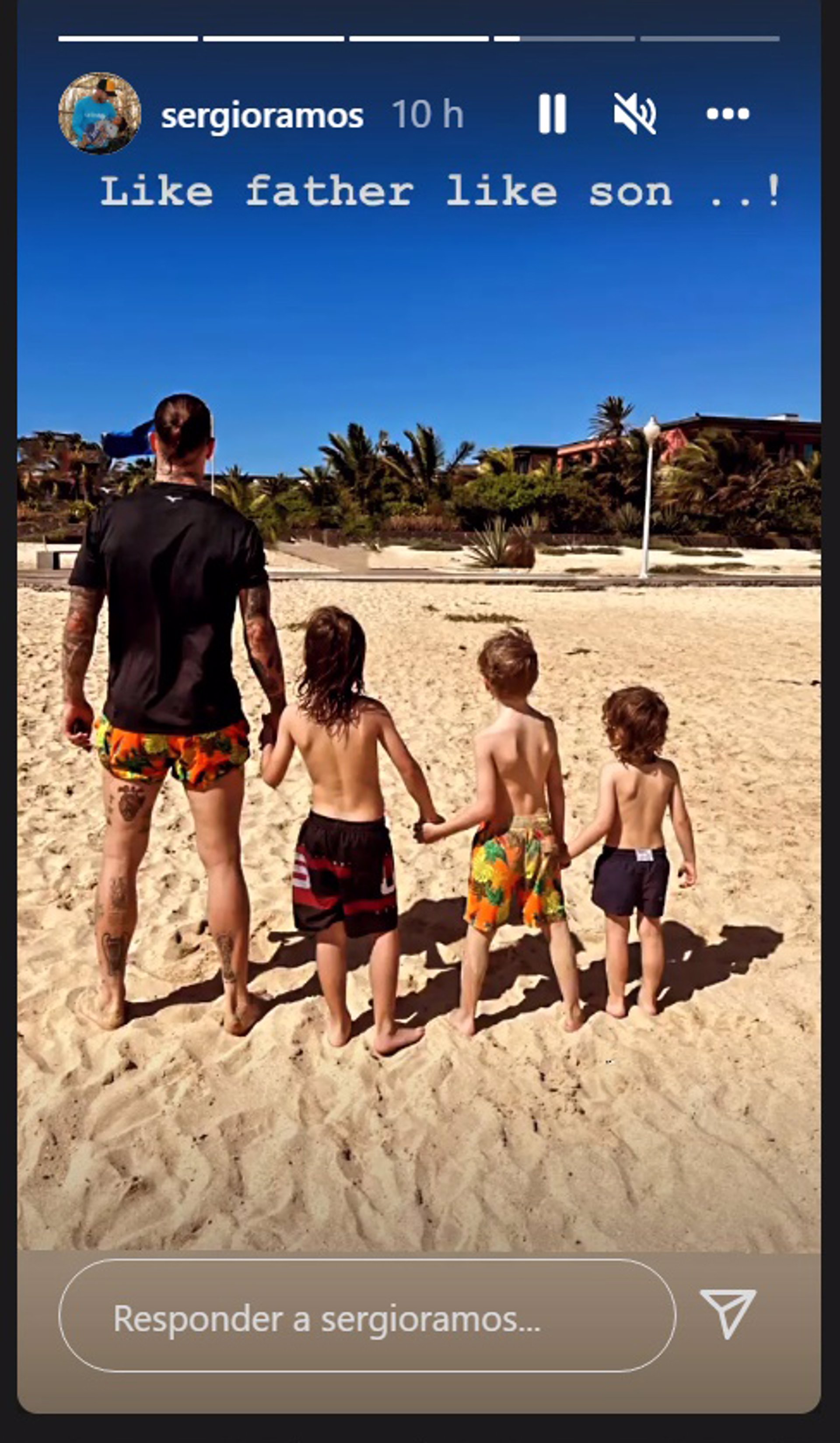 Sergio Ramos, con 3 de sus 4 hijos