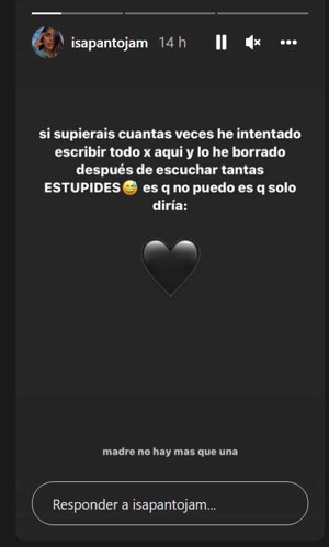 Mensaje publicado por Isa Pantoja en Instagram