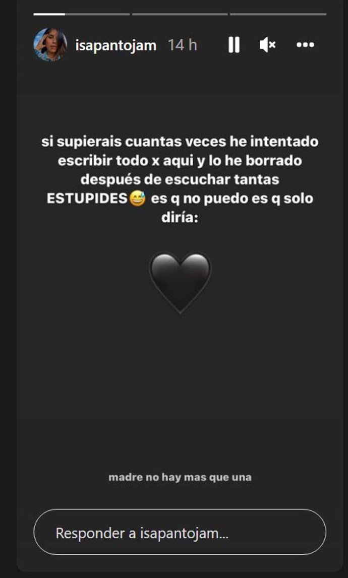 Mensaje publicado por Isa Pantoja en Instagram