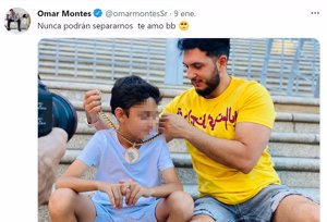 Mensaje publicado por Omar Montes en Twitter tras la polémica con la madre de su hijo