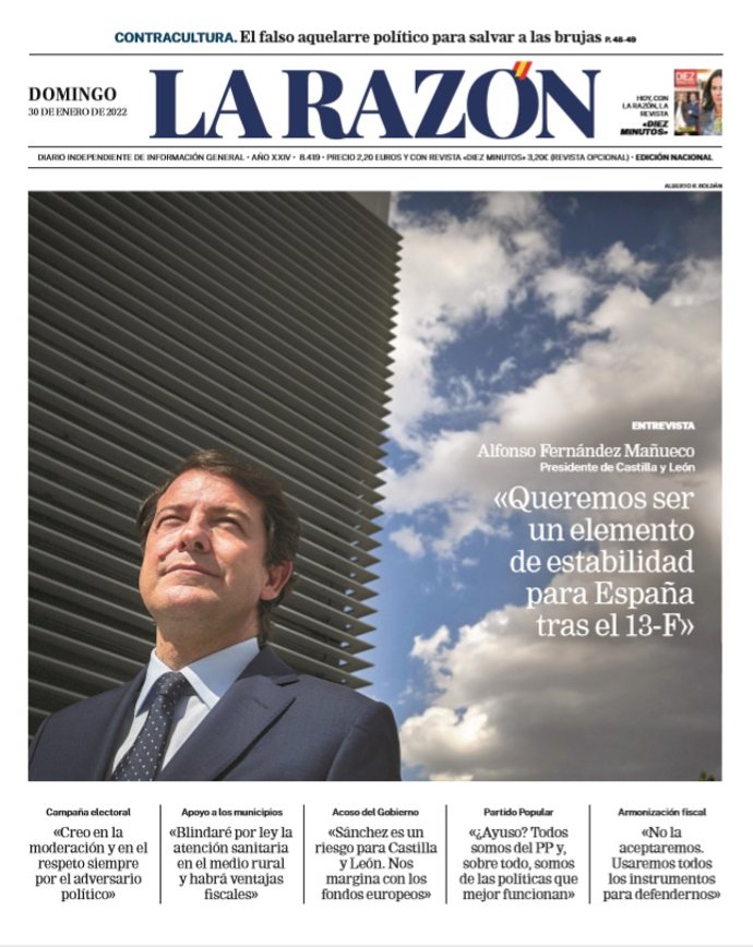 Portada de La Razón