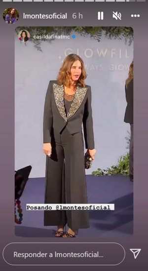 Lourdes Montes, con esmoquin de Jorge Vázquez