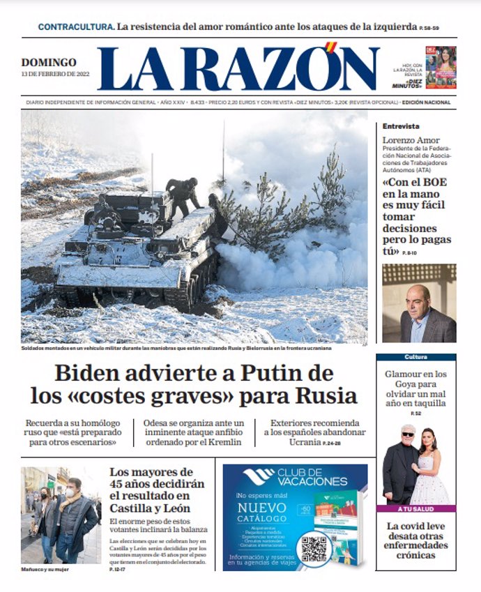 Portada de La Razón