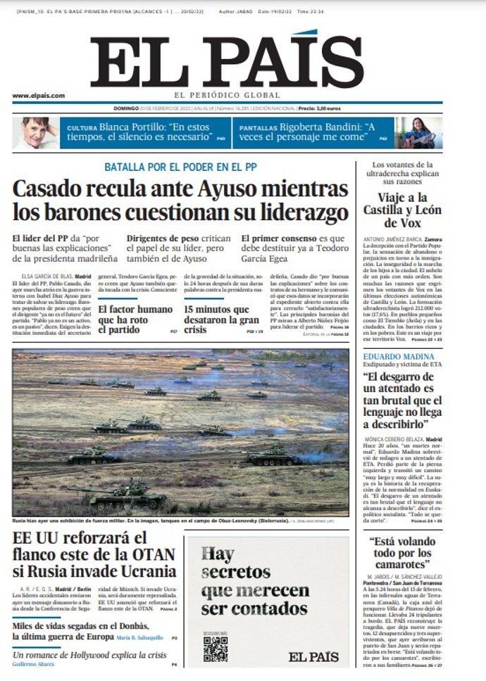 Portada de El País