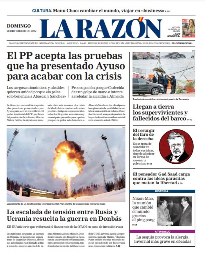 Portada de La Razón