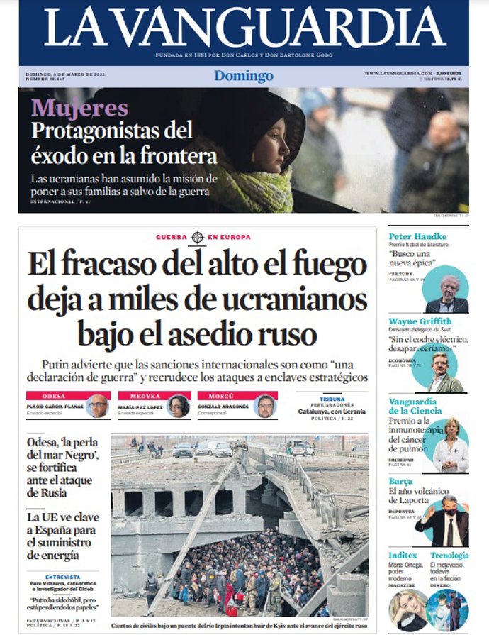 Portada de La Vanguardia