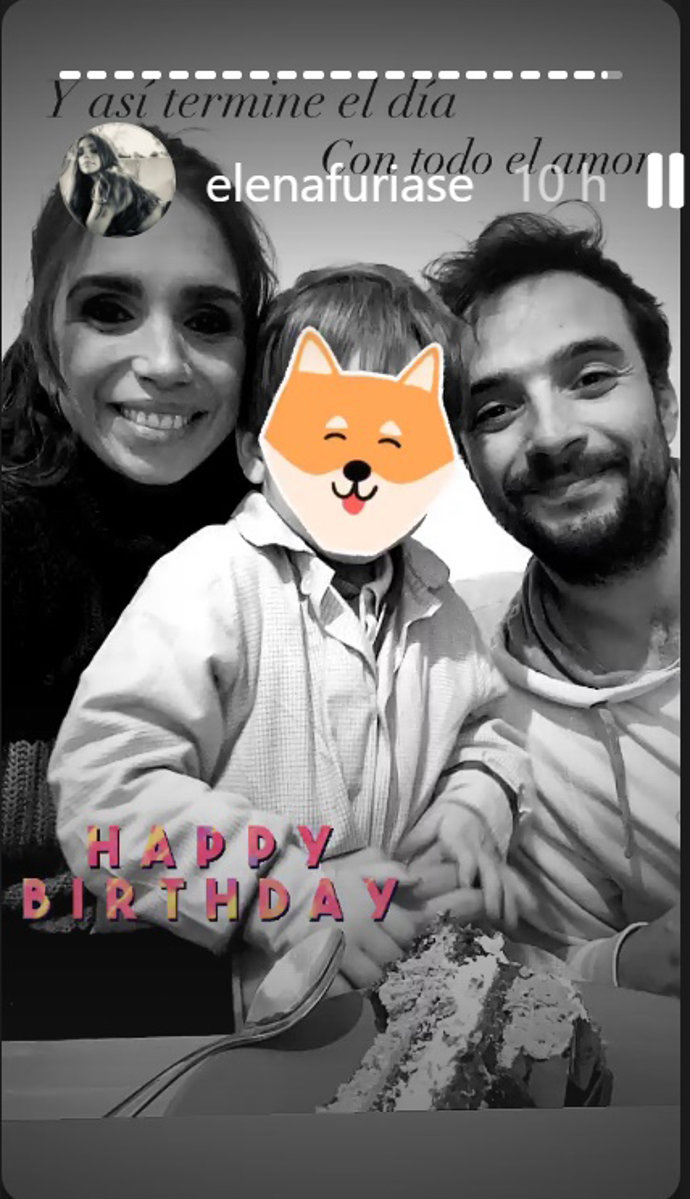 Elena sopló las velas con Gonzalo Sierra y el pequeño Noah