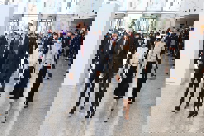 Los Reyes, a su llegada al acto