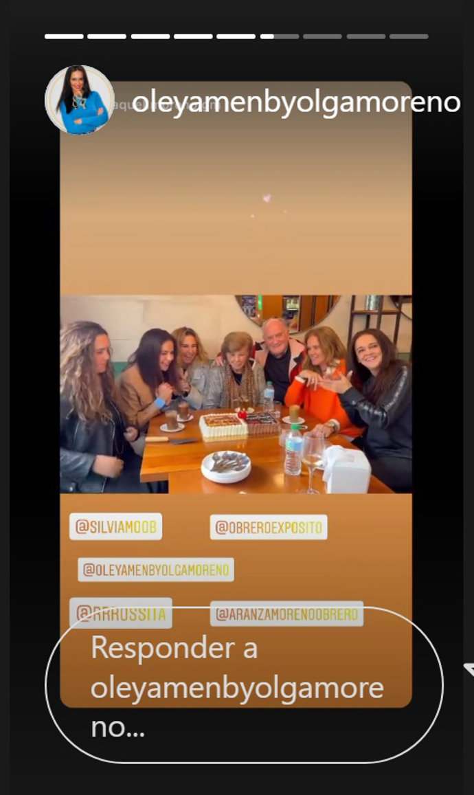 Historia compartida por Olga en Instagram celebrando el cumpleaños de su madre