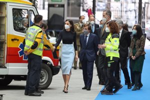 Los Reyes, a su llegada al Palacio de Cibeles para presidir el acto