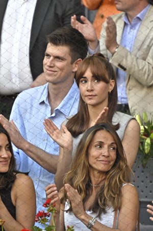 La pareja derrochó complicidad en las gradas de la Caja Mágica