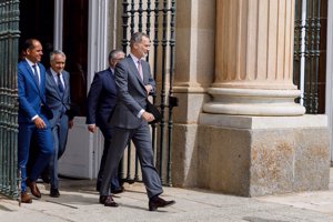 Don Felipe, a su llegada al Real Palacio de la Granja de San Ildefonso