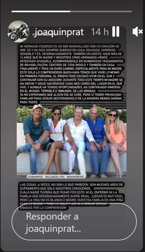 Storie compartido en Instagram por Joaquín Prat y sus hermanas Alejandra y Andrea