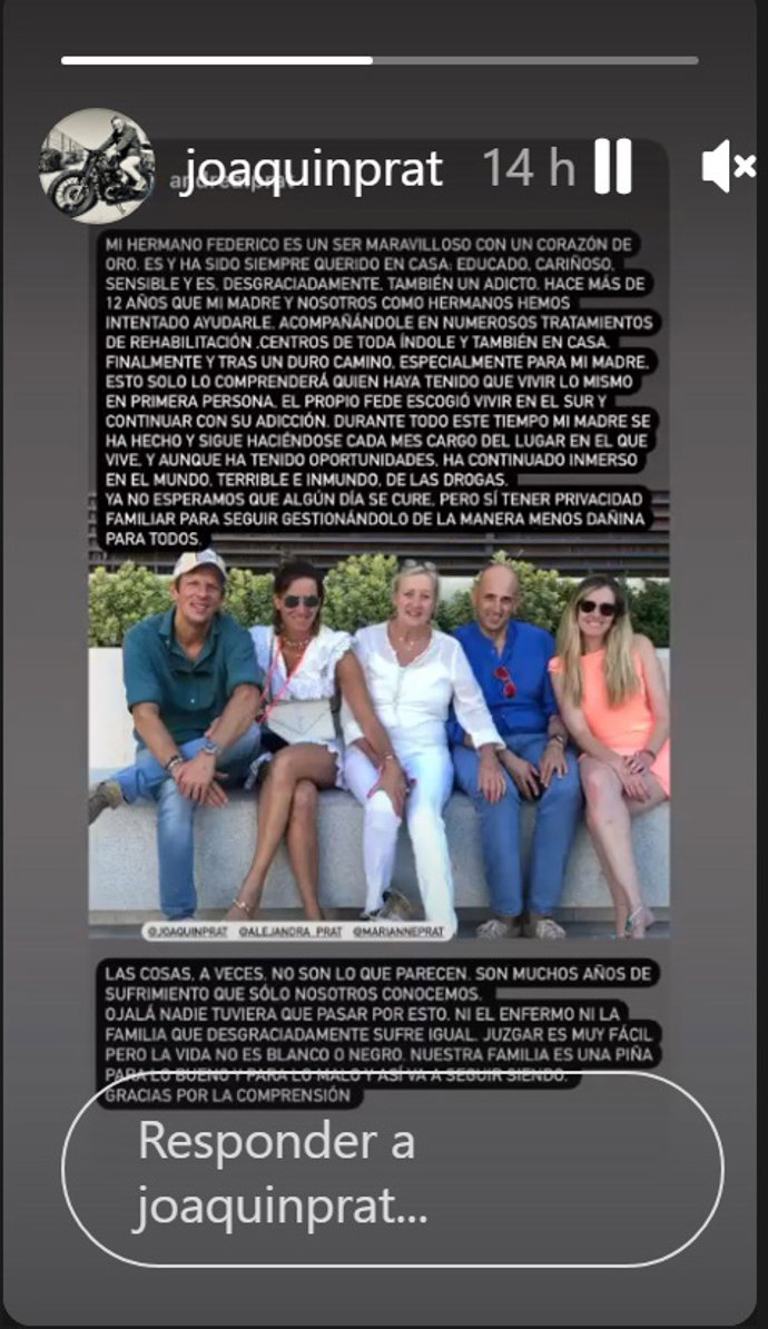 Storie compartido por la familia de Joaquín Prat