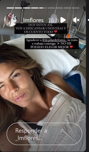 Storie compartido por Laura Matamoros explicando el motivo de su operación