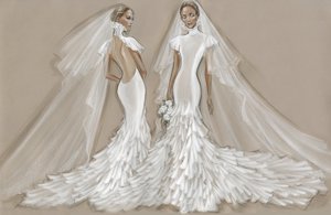 Cortesía Ralph Lauren. Boceto del primer vestido de JLo