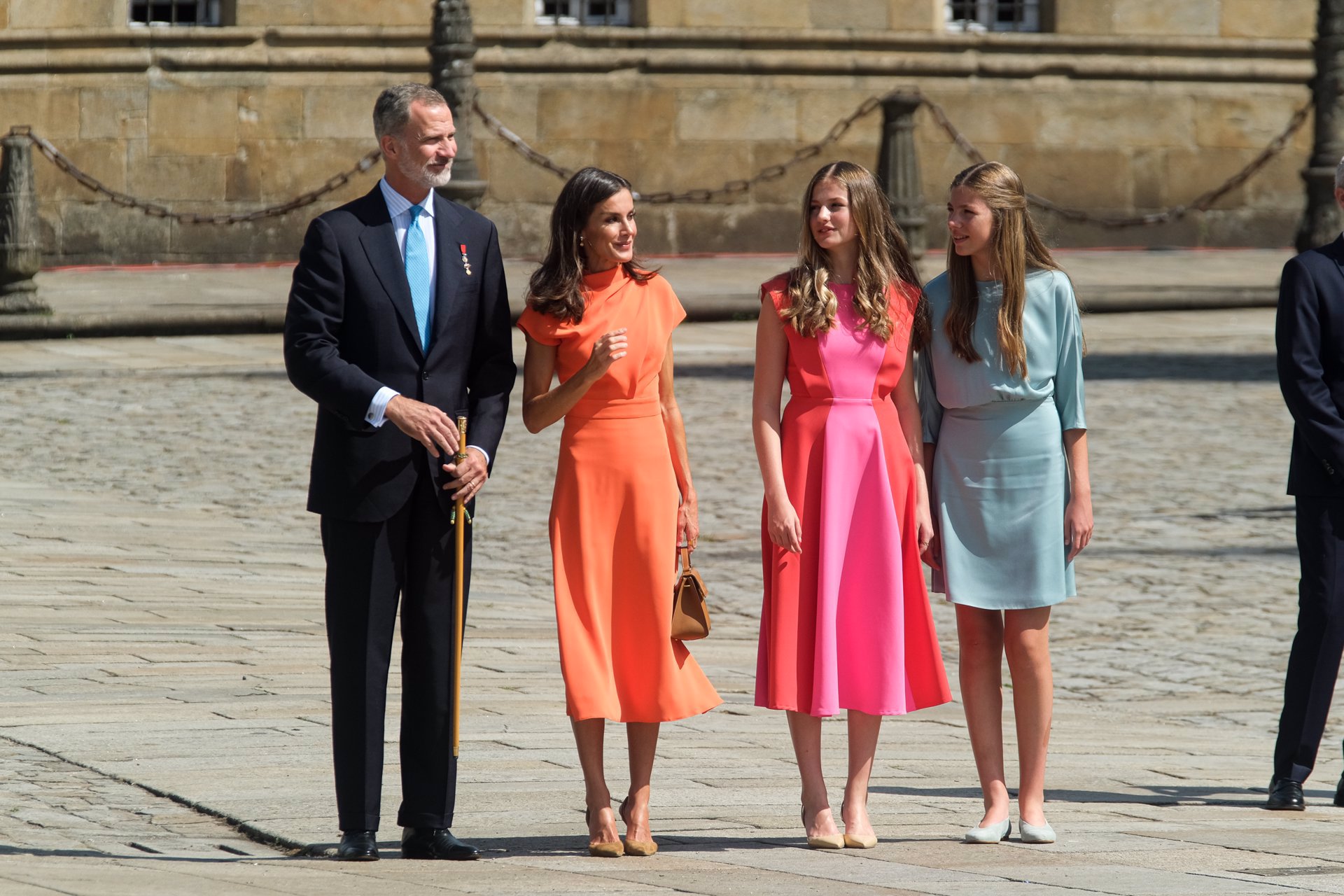 Leonor, con sus padres y su hermana en Santiago de Compostela