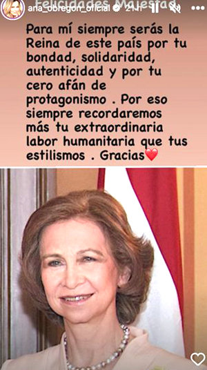 Mensaje con el que Ana Obregón felicitó a la Reina Sofía en su cumpleaños