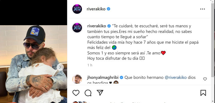 Felicitación de Kiko a su hija Ana en su 7 cumpleaños