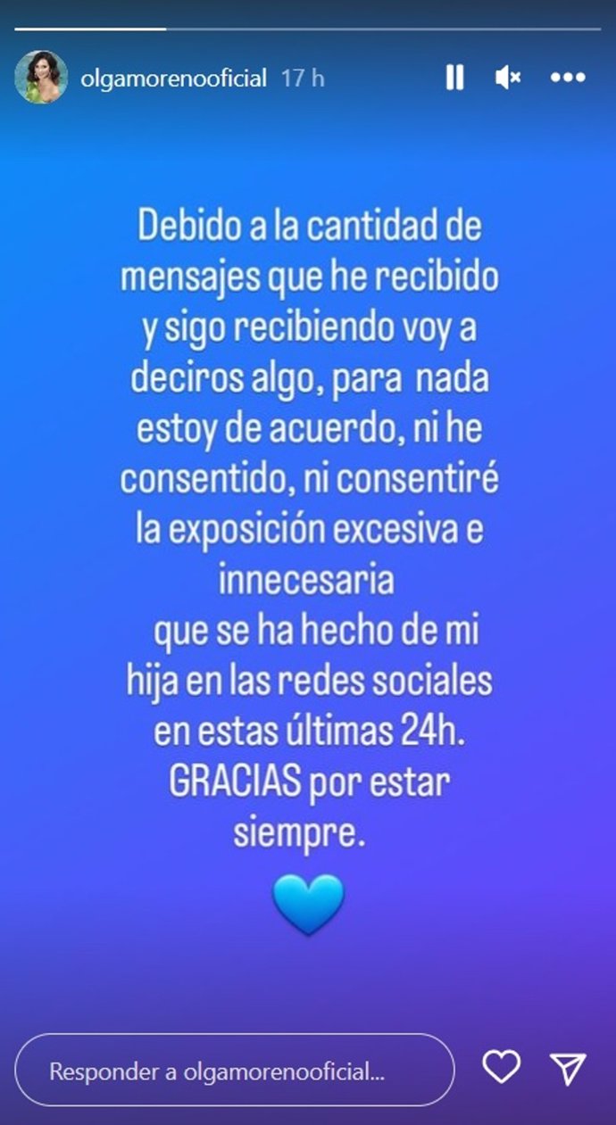 Mensaje publicado por Olga Moreno en Instagram