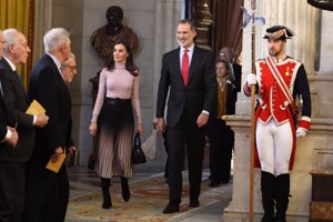 Los Reyes, a su llegada al Palacio Real