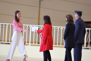 Doña Letizia, a su llegada a la Base Aérea de Cuatro Vientos