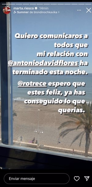 Marta Riesco ha anunciado su ruptura con Antonio David Flore