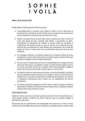 Comunicado de 'Sophie et Voilà'